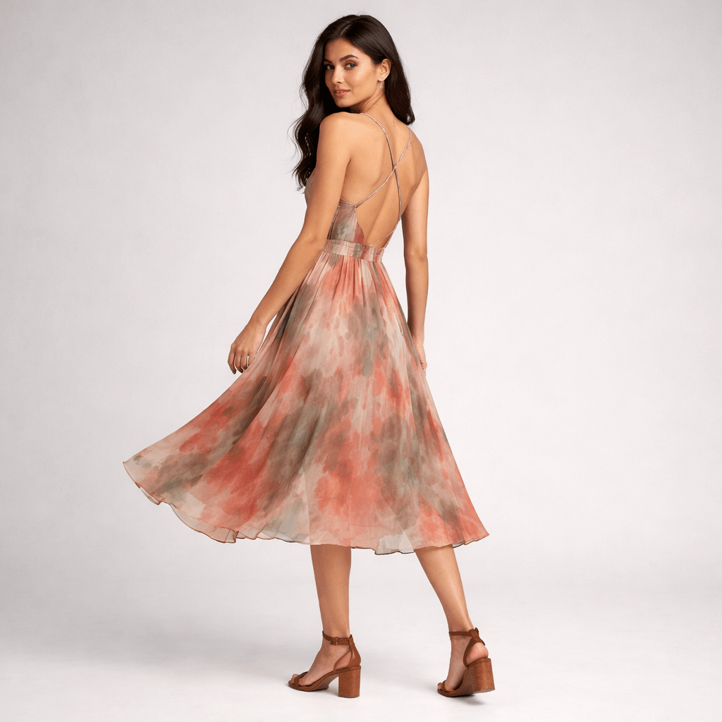 Rochie Midi în Culori de Primăvară - Stelvani.com