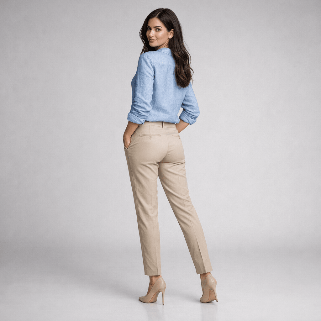 Bluză Bleu Deschis din In cu Nasturi - Stelvani.com