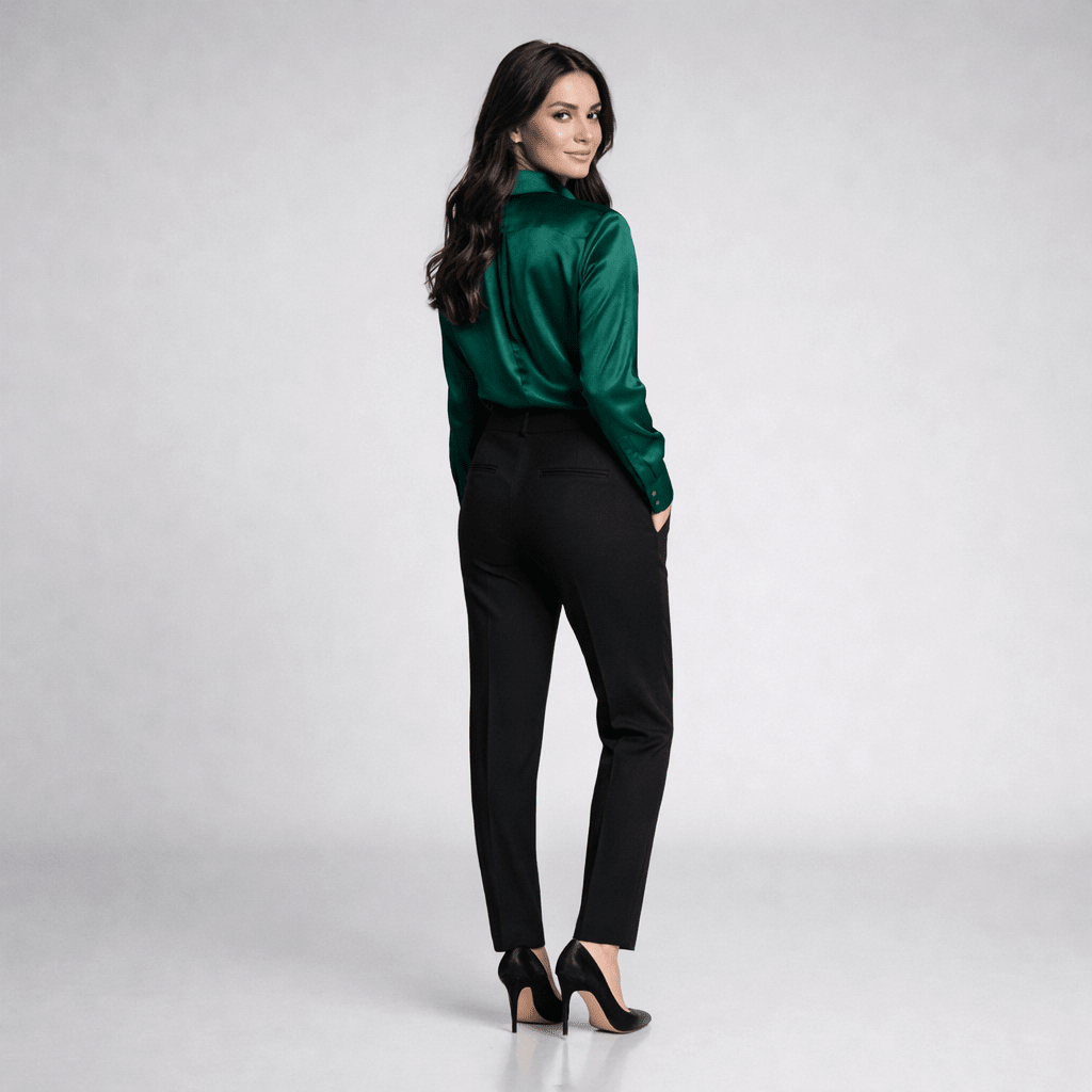 Bluză Verde Satin cu Nasturi - Stelvani.com