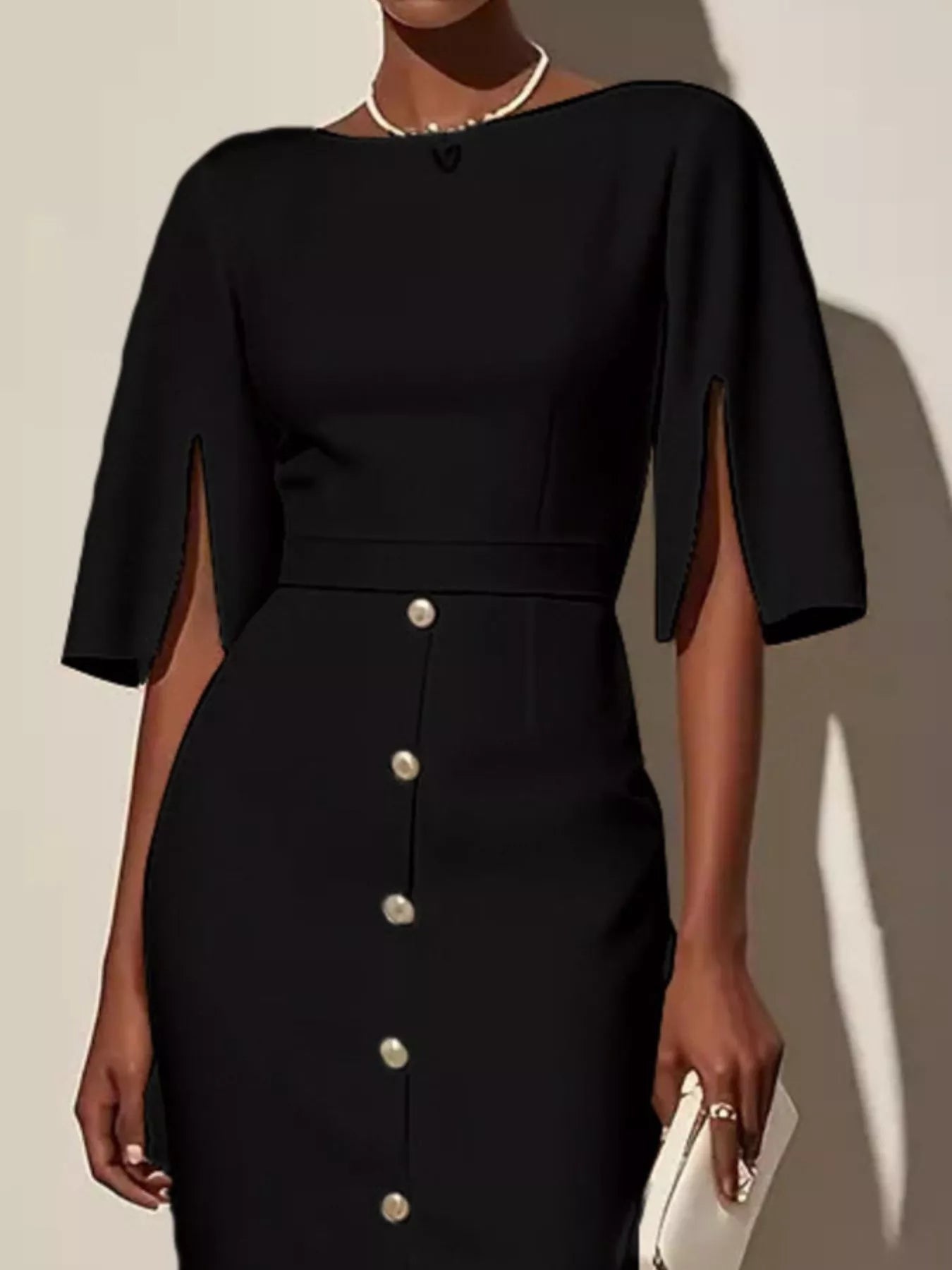 Elvira – Rochie elegantă cu mâneci cu fante - Stelvani
