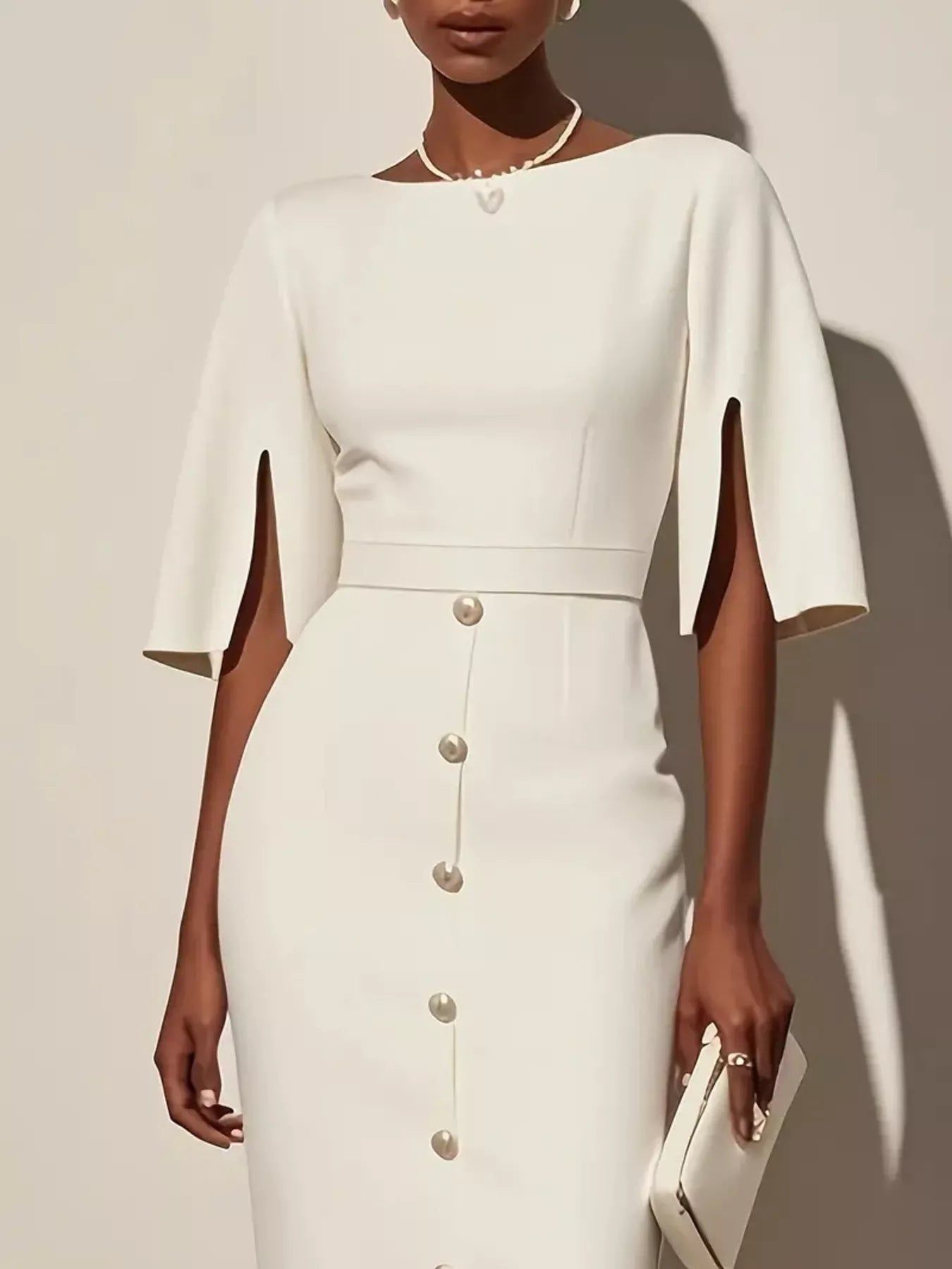 Elvira – Rochie elegantă cu mâneci cu fante - Stelvani