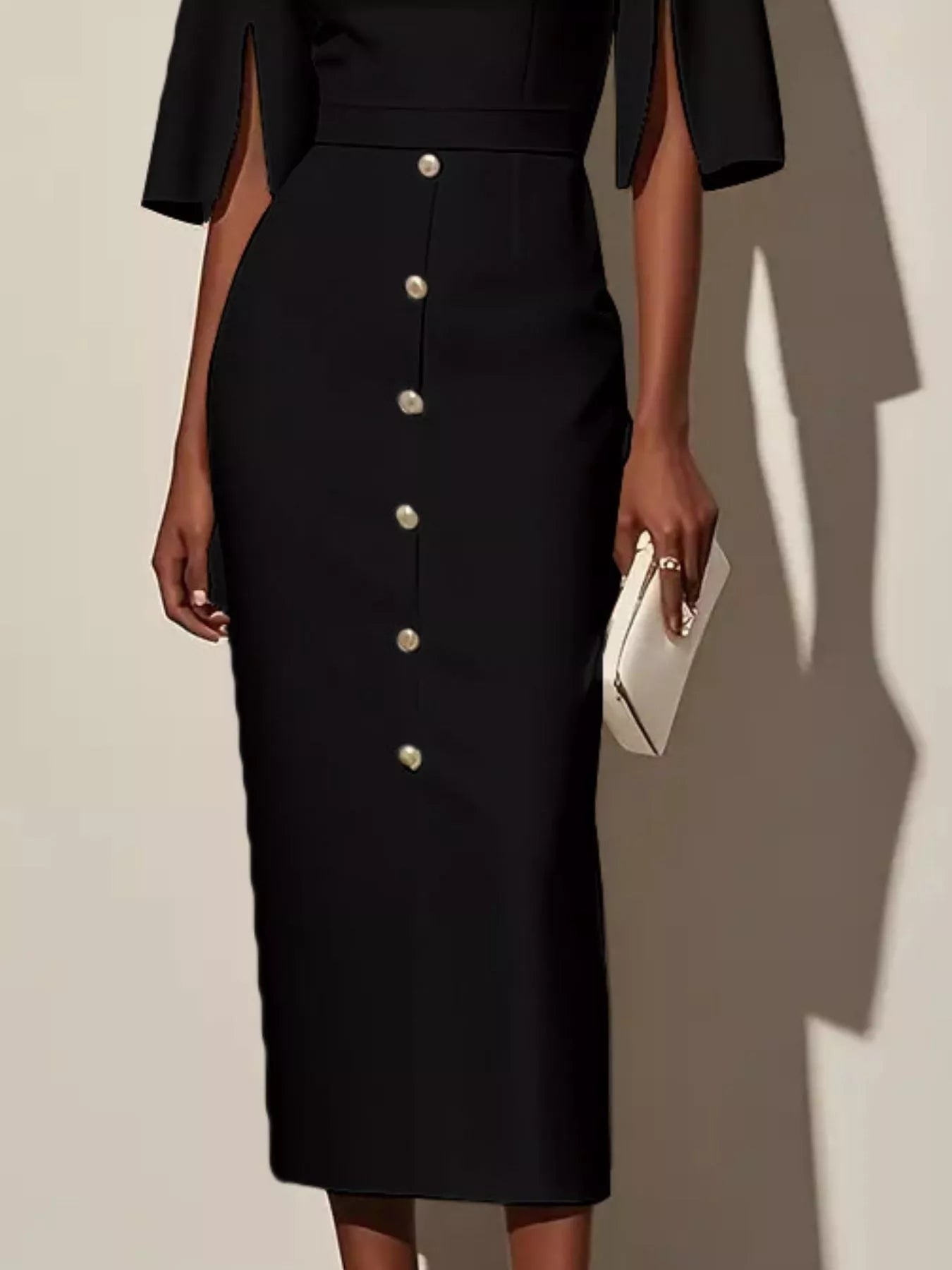 Elvira – Rochie elegantă cu mâneci cu fante - Stelvani