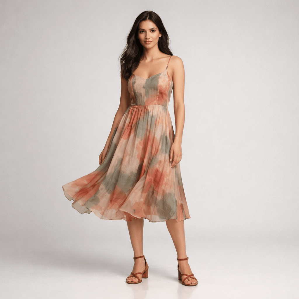 Rochie Midi în Culori de Primăvară - Stelvani.com