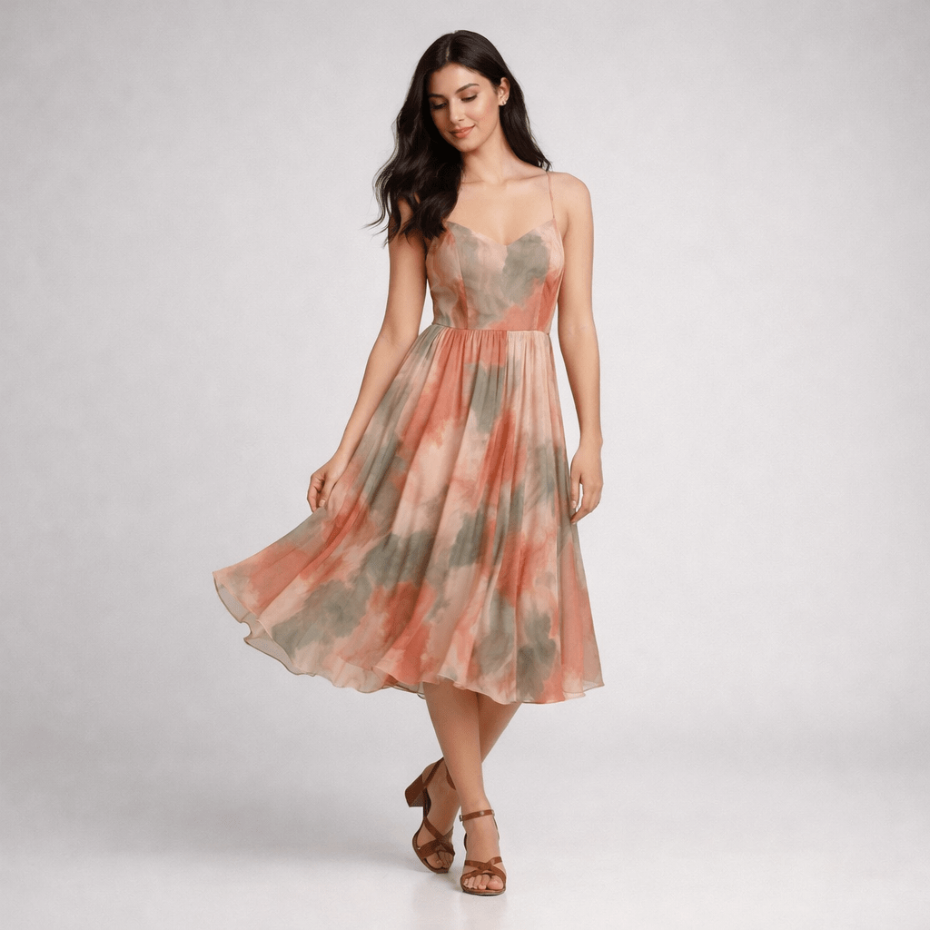 Rochie Midi în Culori de Primăvară - Stelvani.com