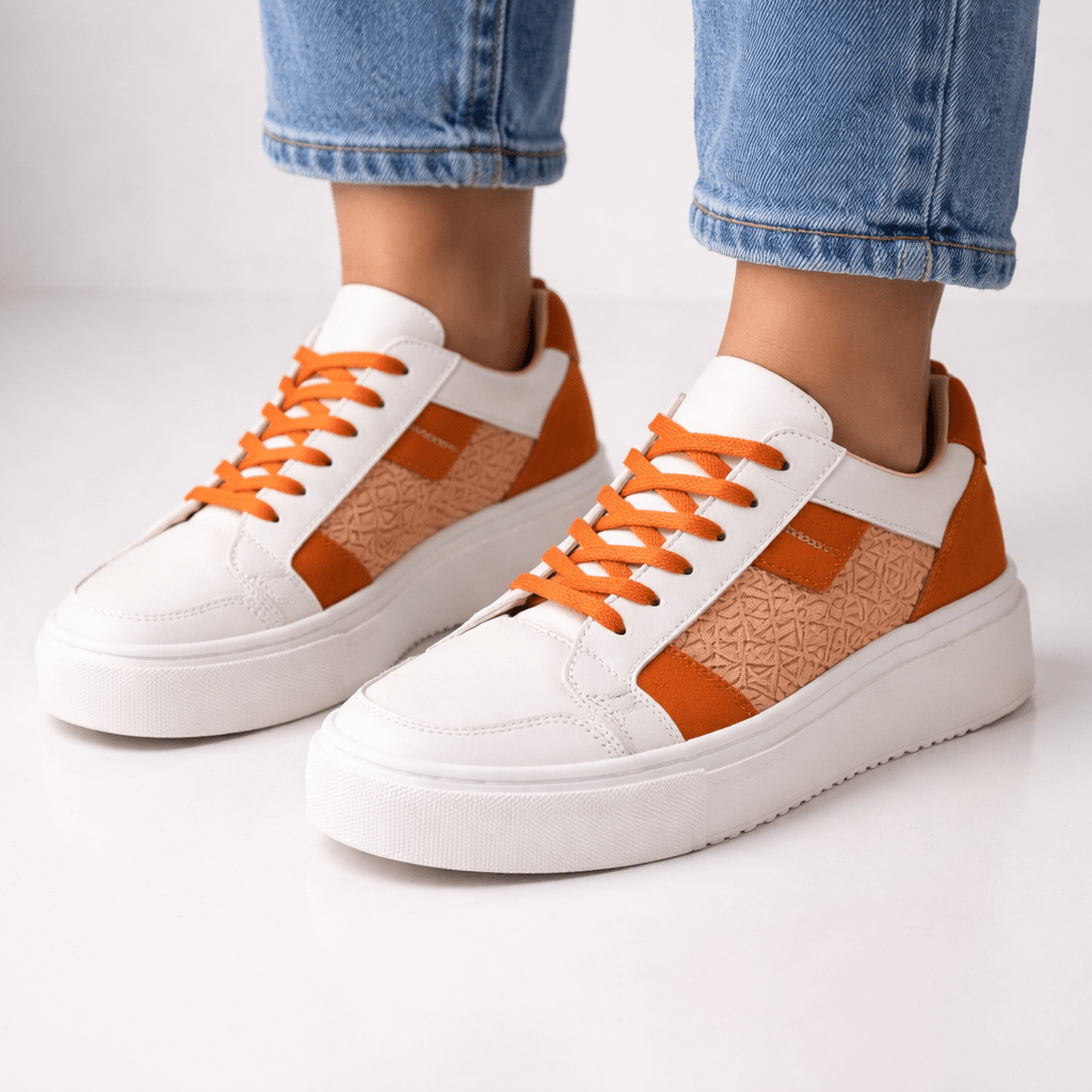Sneakers Alb & Portocaliu Ars - Stelvani.com